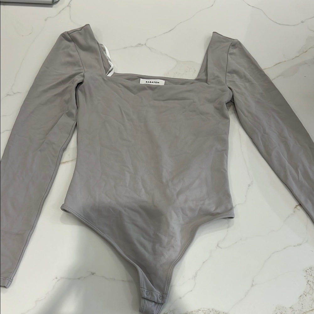 Babaton Soft Gray Square Neck Bodysuit - Picture 3 of 5